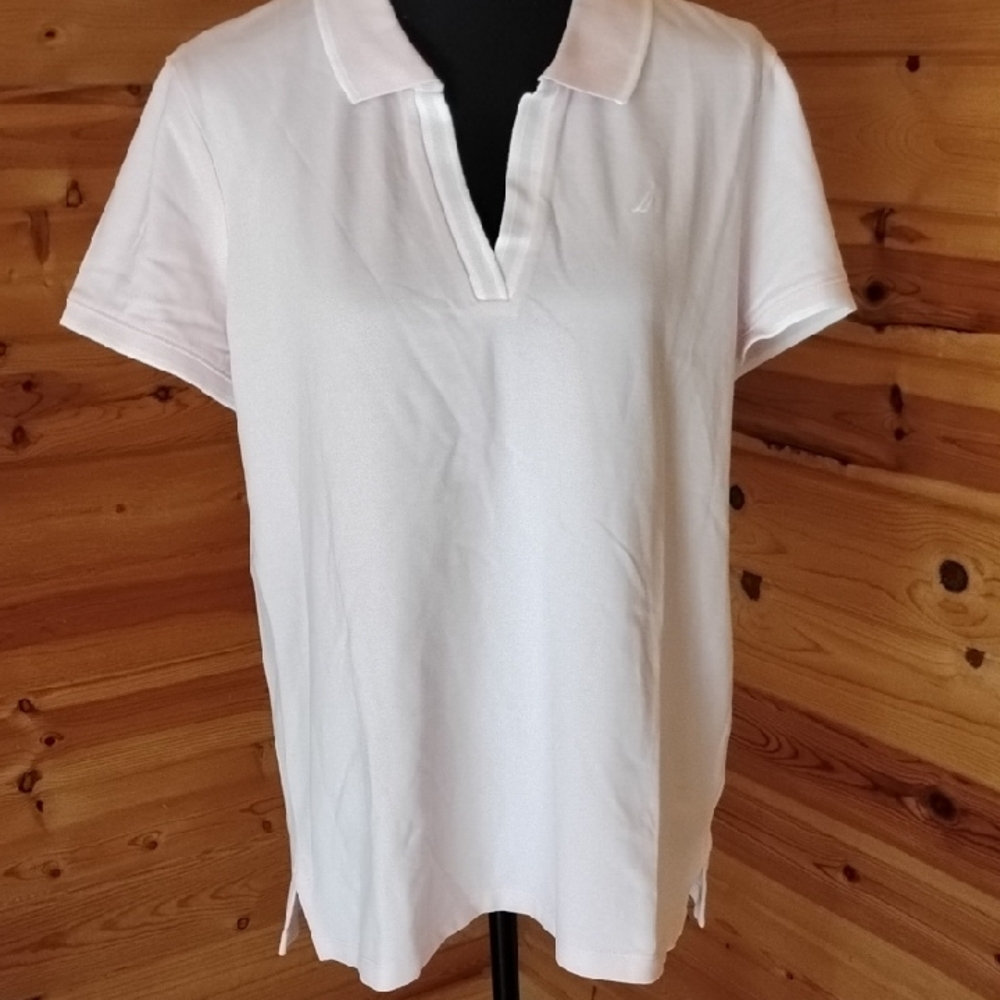 Nautica Pink And White Polo Shirt XL